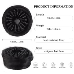 Synthetic Chignon Wig Hair Bun Extensions Retractable Bun Hairpiece Straight Donut Chignon Updo Hair for Women All Occasions Use
