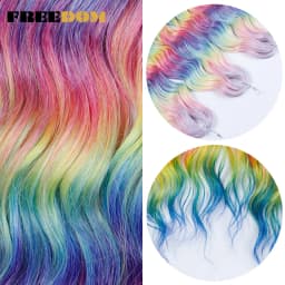FREEDOM Synthetic Braiding Hair Extensions Deep Wavy 24 inch Long Curly Braids Hair Ombre Brown Rainbow Twist Crochet Hair