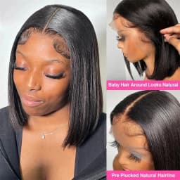 Straight 13x4 Bob Wig Human Hair 200 Density Transparent Lace Frontal Wig 100% Brazilian Human Hair 4x4 5x5 HD Lace Closure Wigs