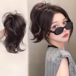 Short Curly Synthetic Claw Clip Ponytail Hair Extensions For Women High Top Bun Ponytail Hairpiece High Temperature Fiber Tail