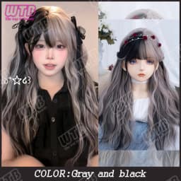 WTB Pink Highlighted Synthetic Lolita Wig for Women Long Straight with Bangs Suitable for Everyday Wear Holidays and Cosplay