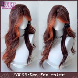 WTB Pink Highlighted Synthetic Lolita Wig for Women Long Straight with Bangs Suitable for Everyday Wear Holidays and Cosplay