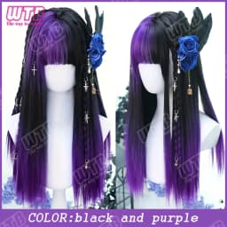 WTB Pink Highlighted Synthetic Lolita Wig for Women Long Straight with Bangs Suitable for Everyday Wear Holidays and Cosplay