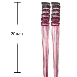 12Pcs Synthetic Hair Tinsel 20Inch Clip in Glitter Tinsel Hair Clip in Hair Tinsel Kit Heat Resistant Shiny Sparkle Fairy Hair