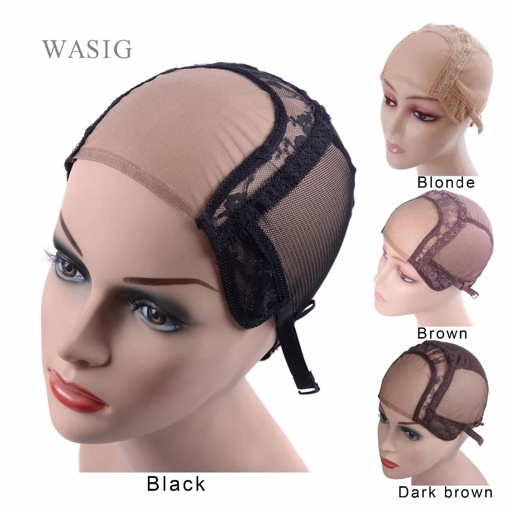 4"*4" U Part Wig Caps With Lace Net For Making Wigs With Adjustable Straps Glueless Weaving Caps Mesh Wig Cap