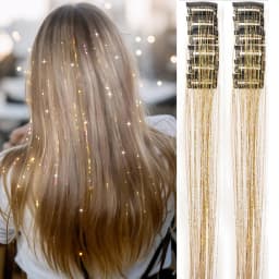12Pcs Synthetic Hair Tinsel Clip in 20Inch Glitter  Tinsel Hair Clip in Hair Tinsel Kit Heat Resistant Shiny Sparkle Fairy Hair