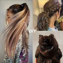 12Pcs Synthetic Hair Tinsel Clip in 20Inch Glitter  Tinsel Hair Clip in Hair Tinsel Kit Heat Resistant Shiny Sparkle Fairy Hair