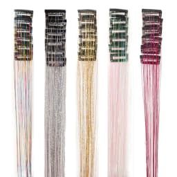 12Pcs Synthetic Hair Tinsel Clip in 20Inch Glitter  Tinsel Hair Clip in Hair Tinsel Kit Heat Resistant Shiny Sparkle Fairy Hair
