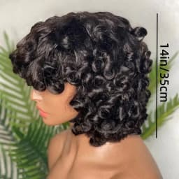Fashionable Fluffy Curly Hair, Natural Color, Short Hair with Bangs, No Need for Glue, Can Be Worn Directly, Synthetic Wig