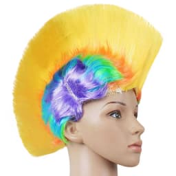 Heat Resistant Synthetic Wig Cockscomb Head Cosplay Funny Colorful Party Hat for April Fool's Day And Halloween