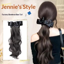 Twist Clip Bow Curly Ponytail Synthetic Hairpiece Heat Resistant Elegant Hair Accessories for Women Daily Party Wedding Fashion
