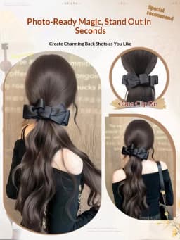 Twist Clip Bow Curly Ponytail Synthetic Hairpiece Heat Resistant Elegant Hair Accessories for Women Daily Party Wedding Fashion