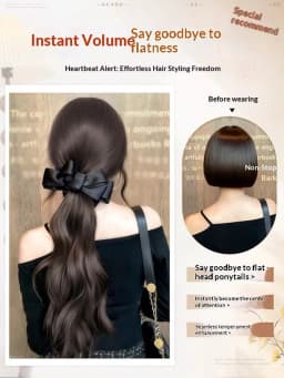 Twist Clip Bow Curly Ponytail Synthetic Hairpiece Heat Resistant Elegant Hair Accessories for Women Daily Party Wedding Fashion