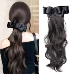 Twist Clip Bow Curly Ponytail Synthetic Hairpiece Heat Resistant Elegant Hair Accessories for Women Daily Party Wedding Fashion