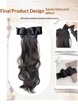 Twist Clip Bow Curly Ponytail Synthetic Hairpiece Heat Resistant Elegant Hair Accessories for Women Daily Party Wedding Fashion