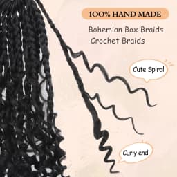Goddess Box Braids Crochet Hair 8 Inch Pre Looped Boho Crochet Braids with Curly Ends, 8 Packs Synthetic Crochet Hair for Women