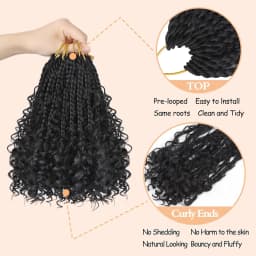 Goddess Box Braids Crochet Hair 8 Inch Pre Looped Boho Crochet Braids with Curly Ends, 8 Packs Synthetic Crochet Hair for Women