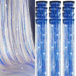 Hair Tinsel 12 Pcs Clip in Hair Tinsel Kit for Girls 22 Inch Glitter Fairy Tinsel Hair Extensions Synthetic Colorful For Girls