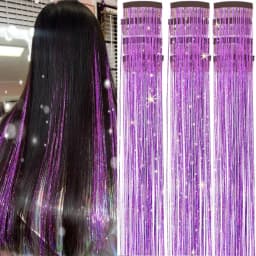Hair Tinsel 12 Pcs Clip in Hair Tinsel Kit for Girls 22 Inch Glitter Fairy Tinsel Hair Extensions Synthetic Colorful For Girls