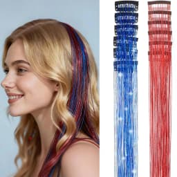 Hair Tinsel 12 Pcs Clip in Hair Tinsel Kit for Girls 22 Inch Glitter Fairy Tinsel Hair Extensions Synthetic Colorful For Girls