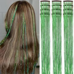 Hair Tinsel 12 Pcs Clip in Hair Tinsel Kit for Girls 22 Inch Glitter Fairy Tinsel Hair Extensions Synthetic Colorful For Girls