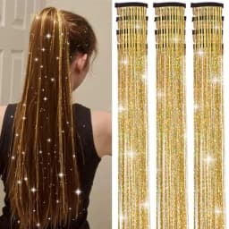 Hair Tinsel 12 Pcs Clip in Hair Tinsel Kit for Girls 22 Inch Glitter Fairy Tinsel Hair Extensions Synthetic Colorful For Girls
