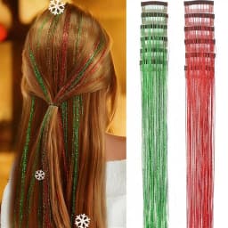 Hair Tinsel 12 Pcs Clip in Hair Tinsel Kit for Girls 22 Inch Glitter Fairy Tinsel Hair Extensions Synthetic Colorful For Girls