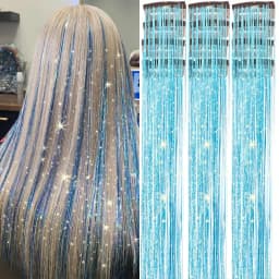Hair Tinsel 12 Pcs Clip in Hair Tinsel Kit for Girls 22 Inch Glitter Fairy Tinsel Hair Extensions Synthetic Colorful For Girls