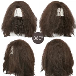 20 inch Long Roll with Split Bangs, Fluffy Dark Brown Men's Bearded Synthetic Wig, Mountaintop Cave Man and Wild Man Costume Rol