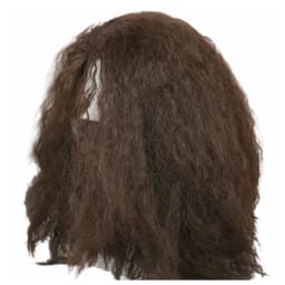 20 inch Long Roll with Split Bangs, Fluffy Dark Brown Men's Bearded Synthetic Wig, Mountaintop Cave Man and Wild Man Costume Rol