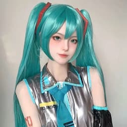 Turquoise Blue Cosplay Wig Long Straight With Bangs Double Ponytail Heat Resistant Synthetic Wig For Women