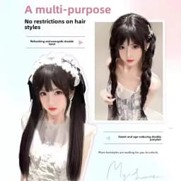2 Pack Synthetic Black Ponytail Extension with Elastic Tie, Braid Ponytail Extension Braid Hair Extensions for Girls Women