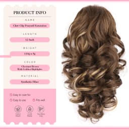 12Inch Synthetic Curly Wavy Claw Ponytail Hair Extensions Fluffy Short Curly Claw Pony Tail Clip On Hairpiece For Women Girls