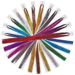 12pcs Synthetic Hair Tinsel Kit Heat Resistant Sparkling Shiny Tinsel Hair Lenth 36/48 inch 12 Colors Tinsel Strands Highlights