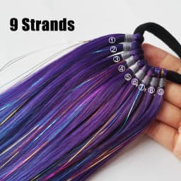 Purple Blue Tinsel Ponytail Extension with Elastic Hair Tie Glitter Braiding Hair For Kids Girls Crazy Hair Day Brave Hair