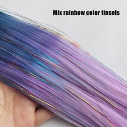 Purple Blue Tinsel Ponytail Extension with Elastic Hair Tie Glitter Braiding Hair For Kids Girls Crazy Hair Day Brave Hair