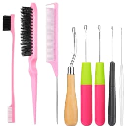 8pcs Crochet Hook Set Plastic Weaving And Hairstyling Tools for Artistic Hair Crafts Wig Weaving Comb Hairdressing Accessories