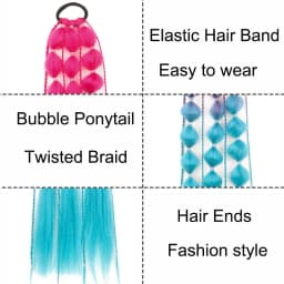 Synthetic Ponytail Extension Corlorful Bubble Braid Long Lantern Braided Ponytail Hair Tie Straight Hairpieces for Women