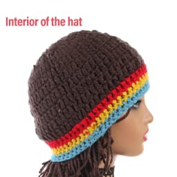 Funny Crochet Dreadlock Wig Hat with Rainbow Headband, Synthetic Fiber for Reggae Music Festival, Carnival Party & Cosplay