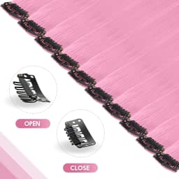 22 Inch Hair Extensions Clip ins, 6/12 Pcs Pink Hair Extensions Colored Hair Extensions Party Highlights Long synthetic Hair