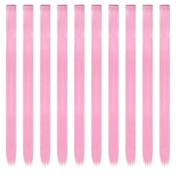 22 Inch Hair Extensions Clip ins, 6/12 Pcs Pink Hair Extensions Colored Hair Extensions Party Highlights Long synthetic Hair