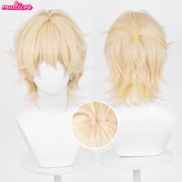 High Quality Luka Cosplay Wig Short Blonde Luka Wig Heat Resistant Synthetic Hair Anime Game Party Role Play Wigs + Wig Cap