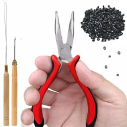 Hair Extensions Kit Threader Pulling Hook & Pliers & 100pcs silicone Rings One Set For Beads Hair Extensions