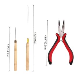 Hair Extensions Kit Threader Pulling Hook & Pliers & 100pcs silicone Rings One Set For Beads Hair Extensions