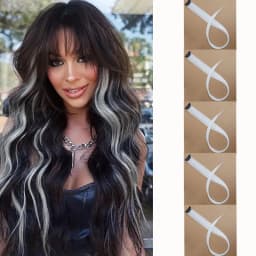 Synthetic 22Inch 5 Pcs/Pack Ombre Colors Hair Extensions Clip In Rainbow Hairpiece Heat Resistant Hair for Women