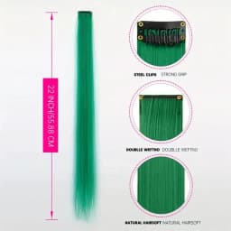 Synthetic 22Inch 5 Pcs/Pack Ombre Colors Hair Extensions Clip In Rainbow Hairpiece Heat Resistant Hair for Women