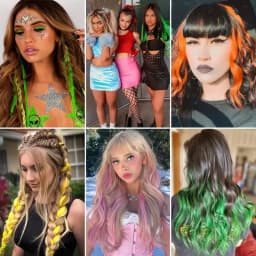 Synthetic 22Inch 5 Pcs/Pack Ombre Colors Hair Extensions Clip In Rainbow Hairpiece Heat Resistant Hair for Women