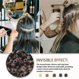 Hair Want 1000Pcs 4mm Silicone Micro Links Beads Hair Extension Invisible Beads for Sewing In Extensions Hair Tinsel Extensions