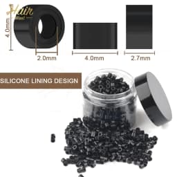 Hair Want 1000Pcs 4mm Silicone Micro Links Beads Hair Extension Invisible Beads for Sewing In Extensions Hair Tinsel Extensions