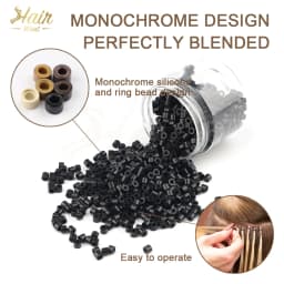 Hair Want 1000Pcs 4mm Silicone Micro Links Beads Hair Extension Invisible Beads for Sewing In Extensions Hair Tinsel Extensions
